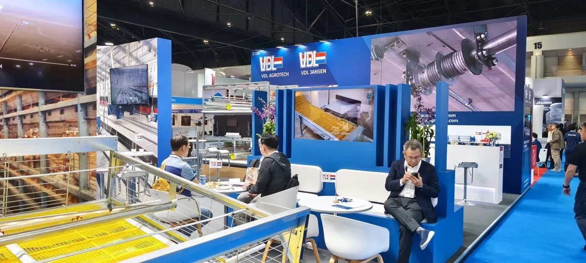 Booth counters and meeting tables in use